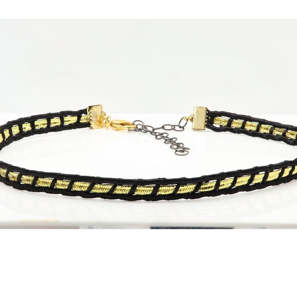 Gold Black Lace Gothic Choker Adjustable Length Fancy Trim chokers (#76) - Picture 8 of 9
